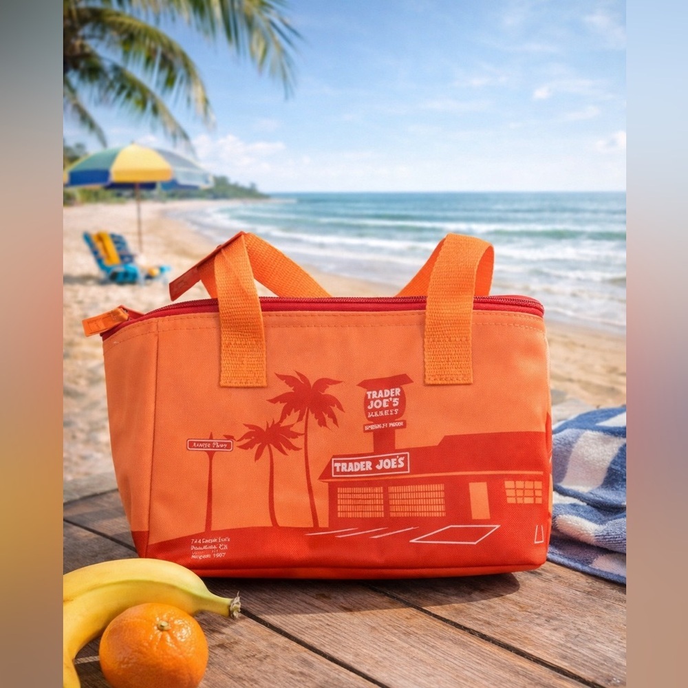 NEW Trader Joe’s Mini Coral Orange Insulated Lunch Bag lunchbox